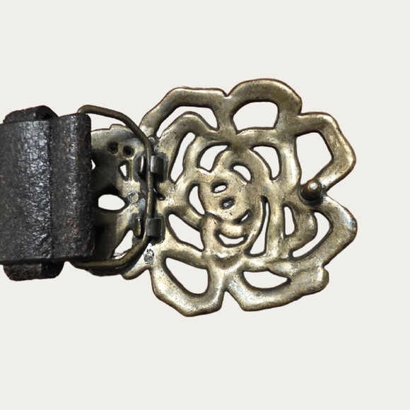 Vintage Glitz Pink Rhinestone Black Leather Belt Sz 35"-39" EUC - Picture 12 of 12